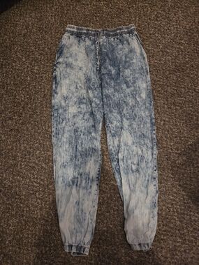 Acid Wash Blue Jogger Pants